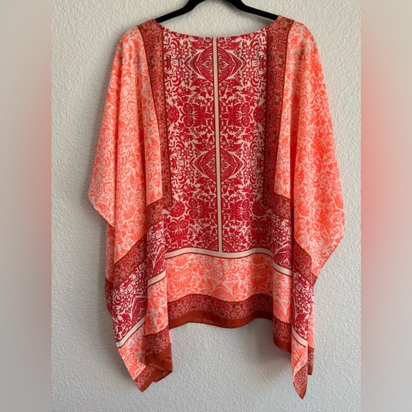 Vince Camuto small bat wing shawl bathing suit cover blouse Red Orange Top - Picture 6 of 6